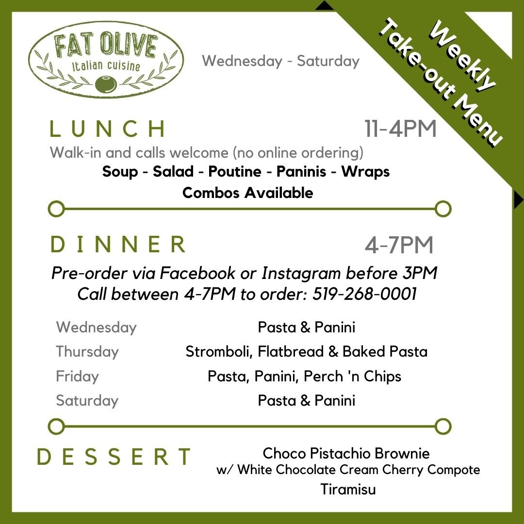 Takeout Menu Fat Olive